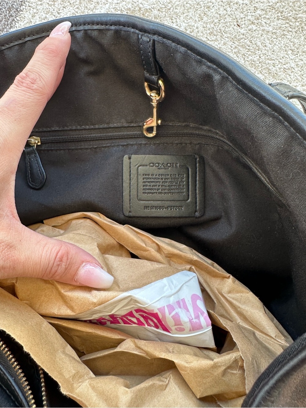 Coach Brown and Black Signature Tote - Picture 9 of 10